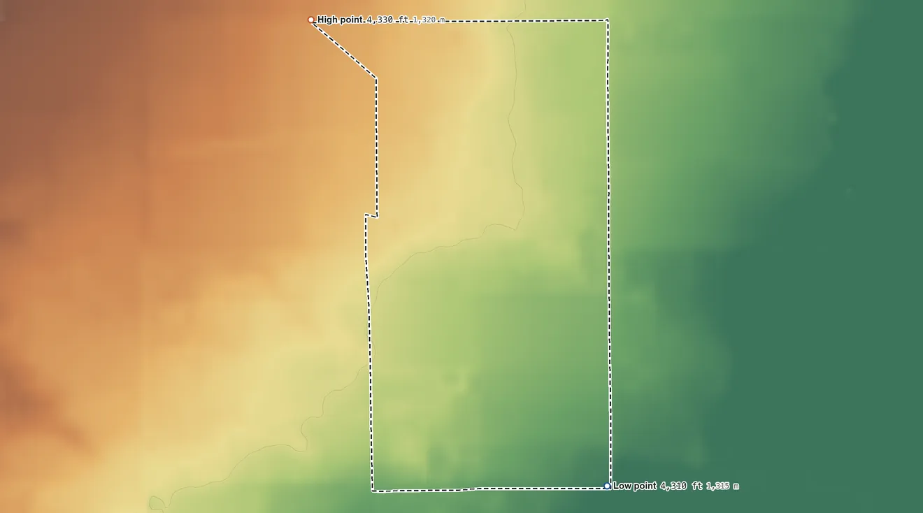 Topographic elevation map of Pulpotio Bareas, New Mexico, shaded from 4,310 ft on the south side to 4,330 ft on the northwest side