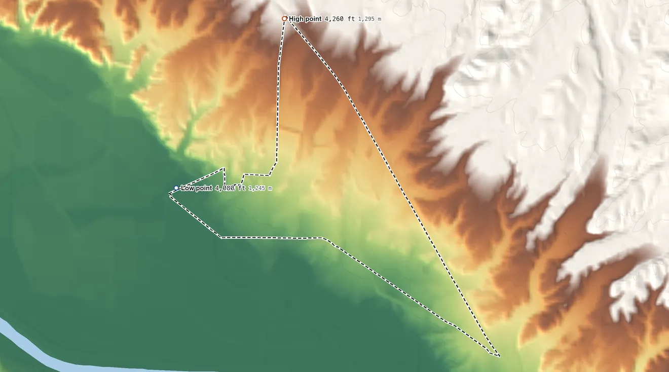 Topographic elevation map of Salem, New Mexico, shaded from 4,080 ft on the west side to 4,260 ft on the north edge, below higher ground just outside