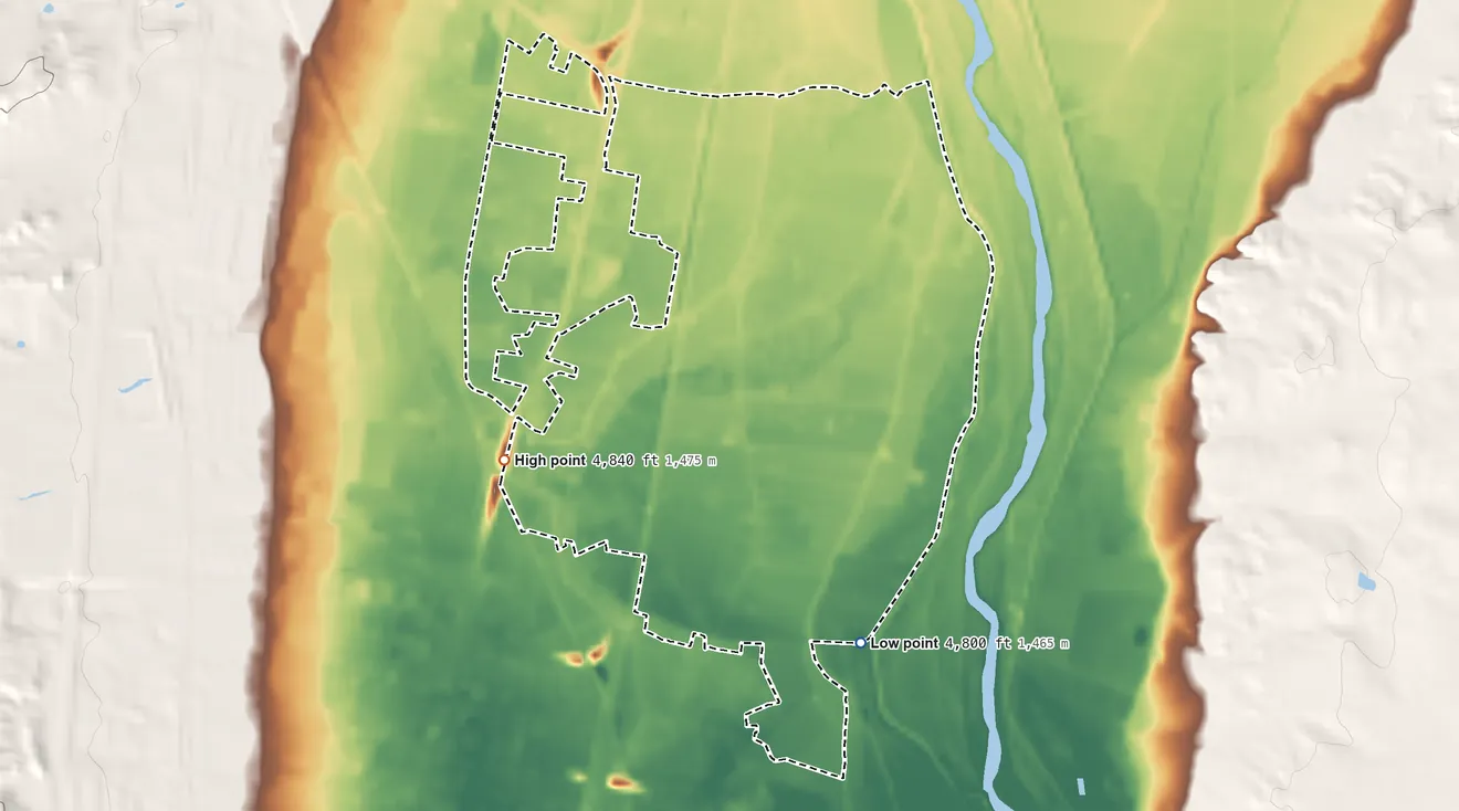 Topographic elevation map of Sausal, New Mexico, shaded from 4,800 ft on the south side to 4,840 ft on the west side