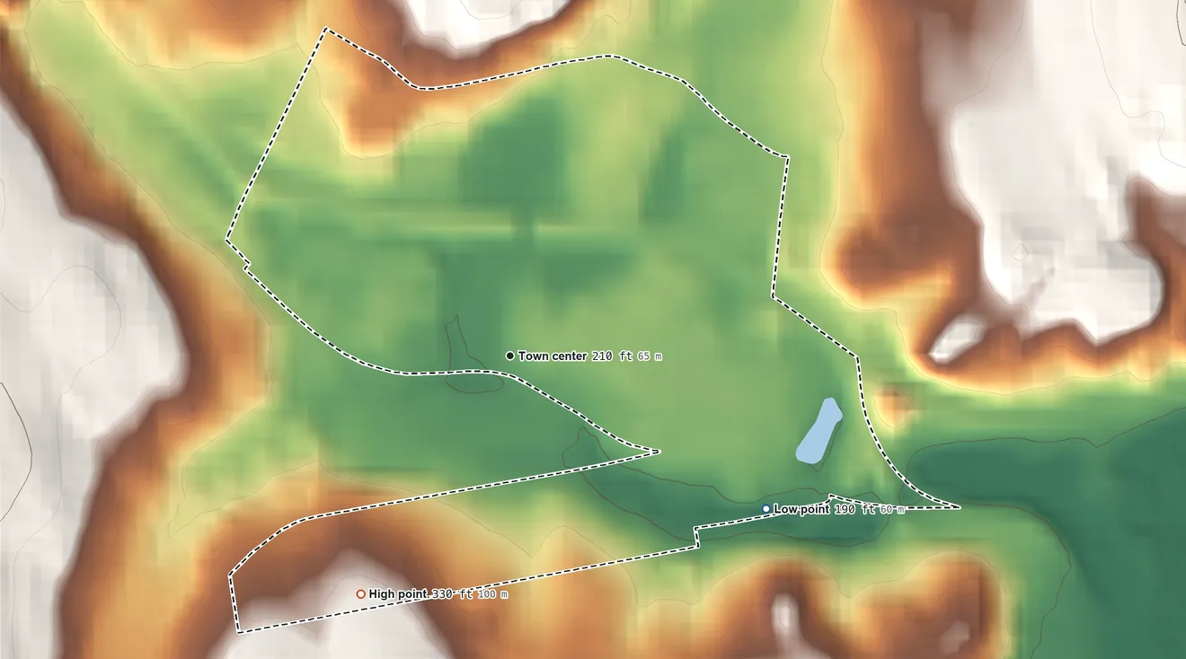 Topographic elevation map of Fairview, Westchester County, New York, shaded from 190 ft on the southeast side to 330 ft on the southwest side