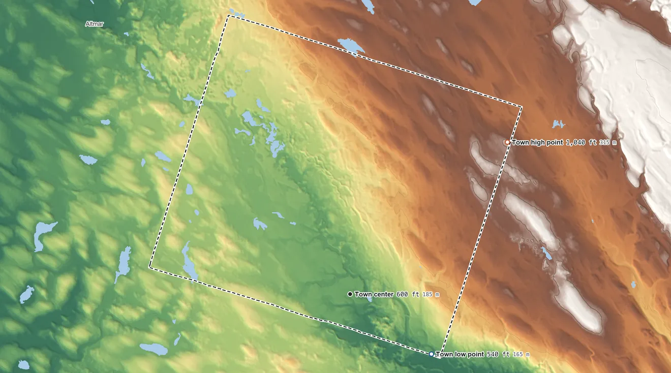 Topographic elevation map of Williamstown, New York, shaded from 540 ft on the southeast side to 1,040 ft on the northeast side