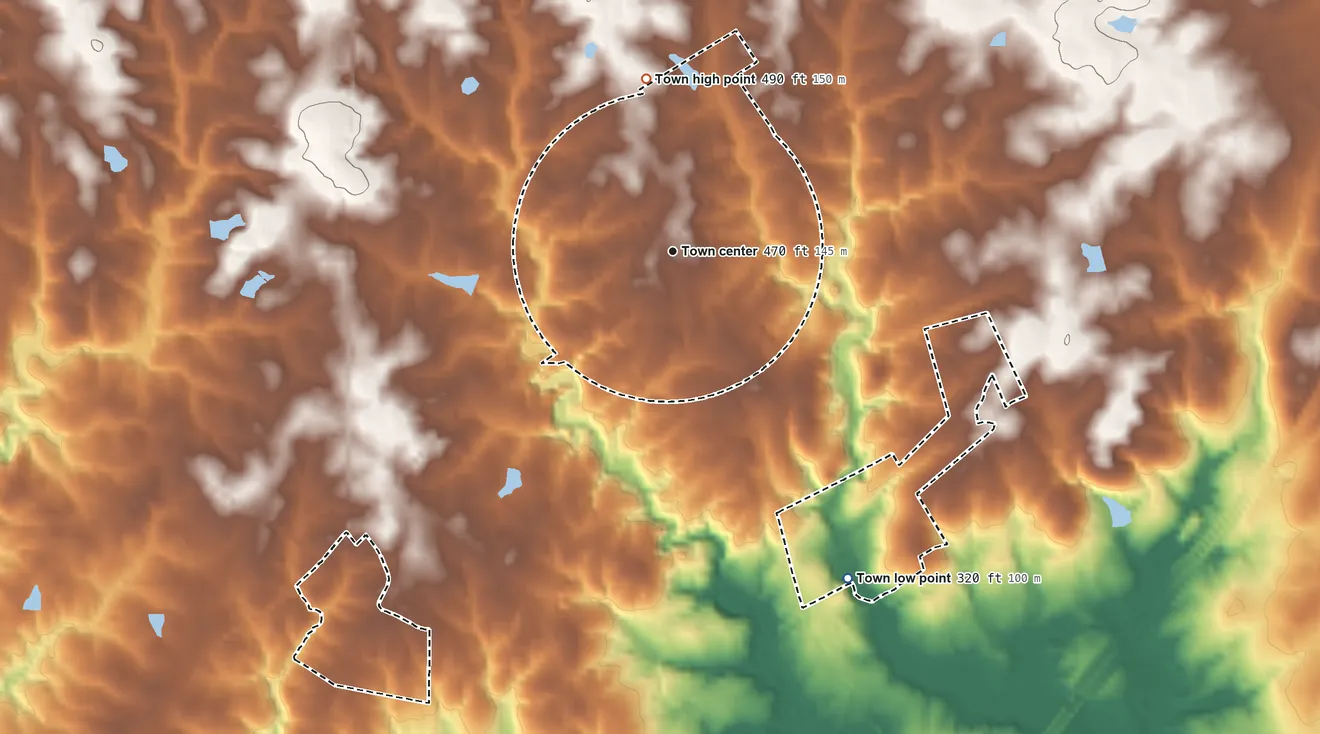 Topographic elevation map of Stem, North Carolina, shaded from 320 ft on the southeast side to 490 ft on the north side