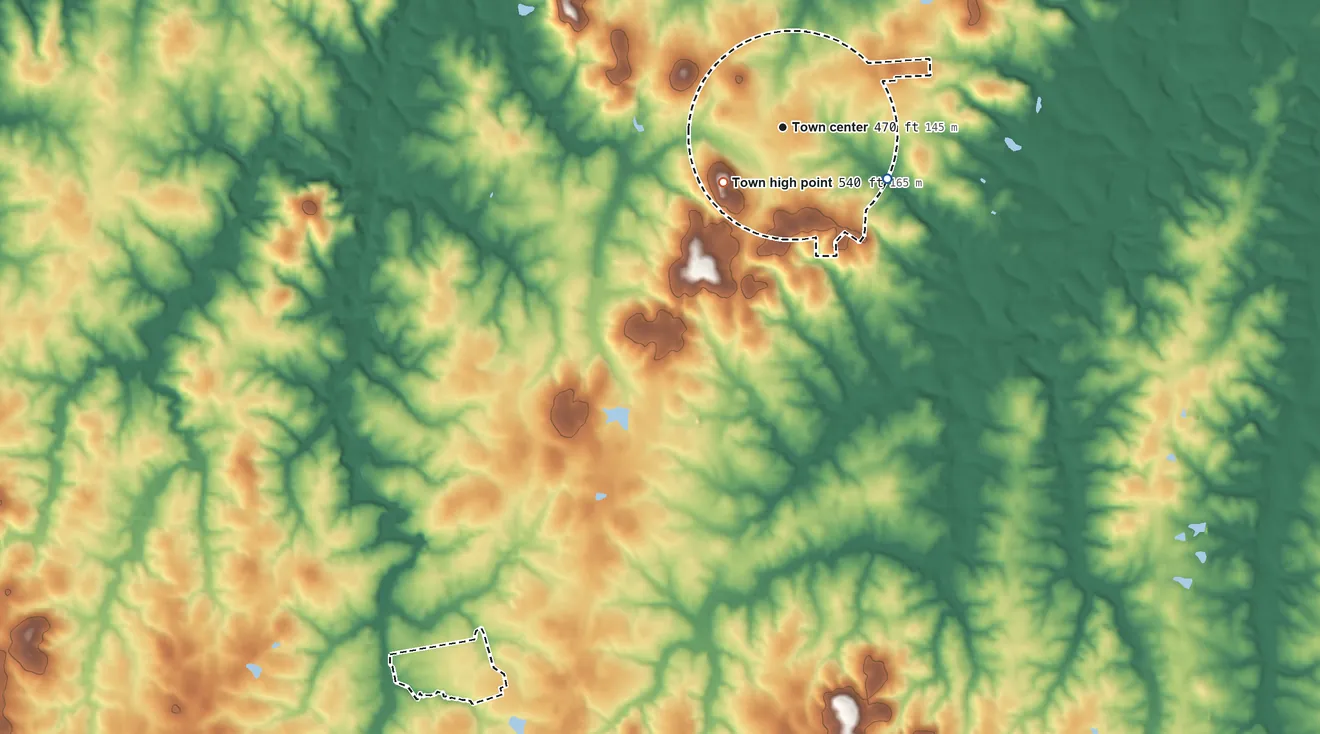 Topographic elevation map of Stovall, North Carolina, shaded from 400 ft on the southeast side to 540 ft near the middle