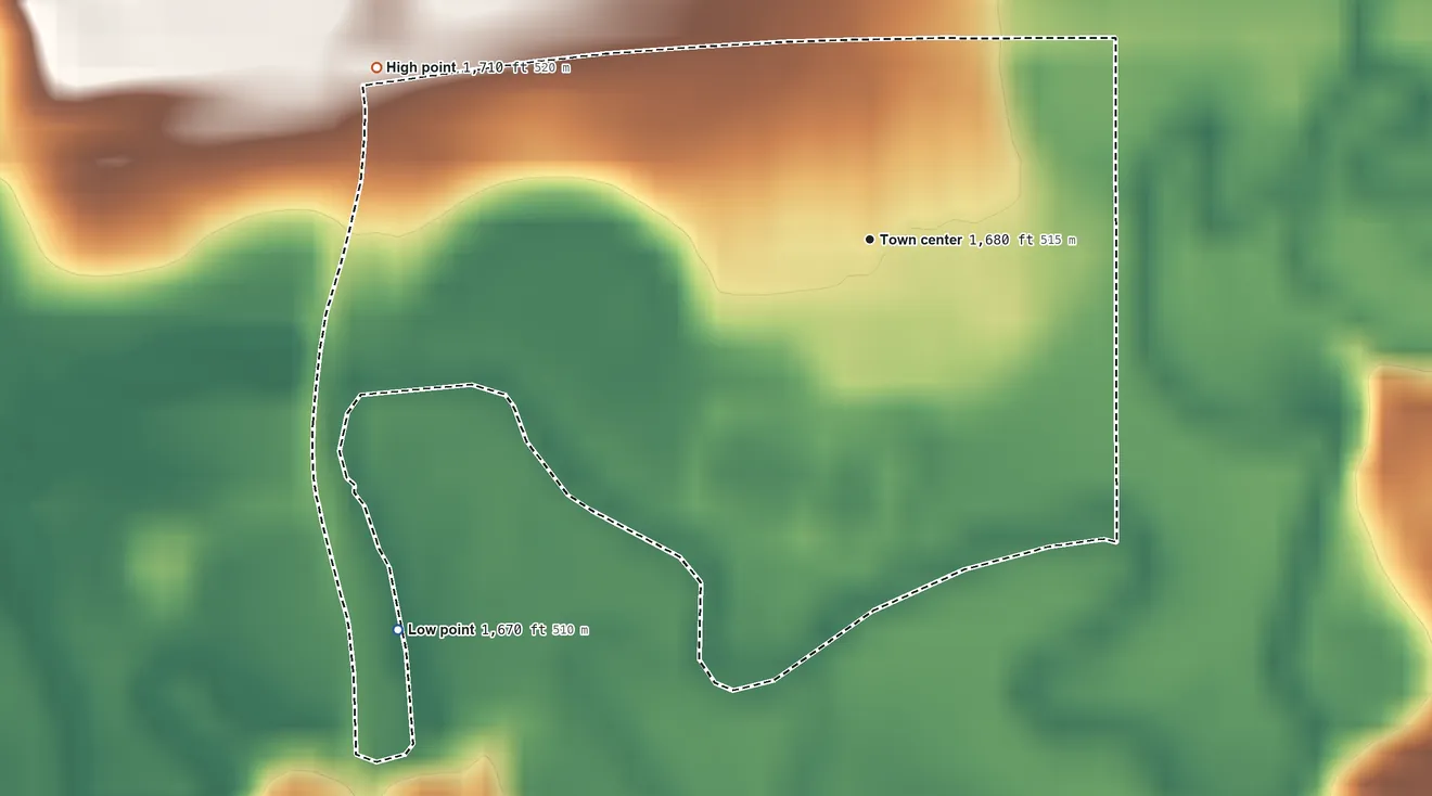 Topographic elevation map of Apple Valley, North Dakota, shaded from 1,670 ft on the southwest side to 1,710 ft on the west side