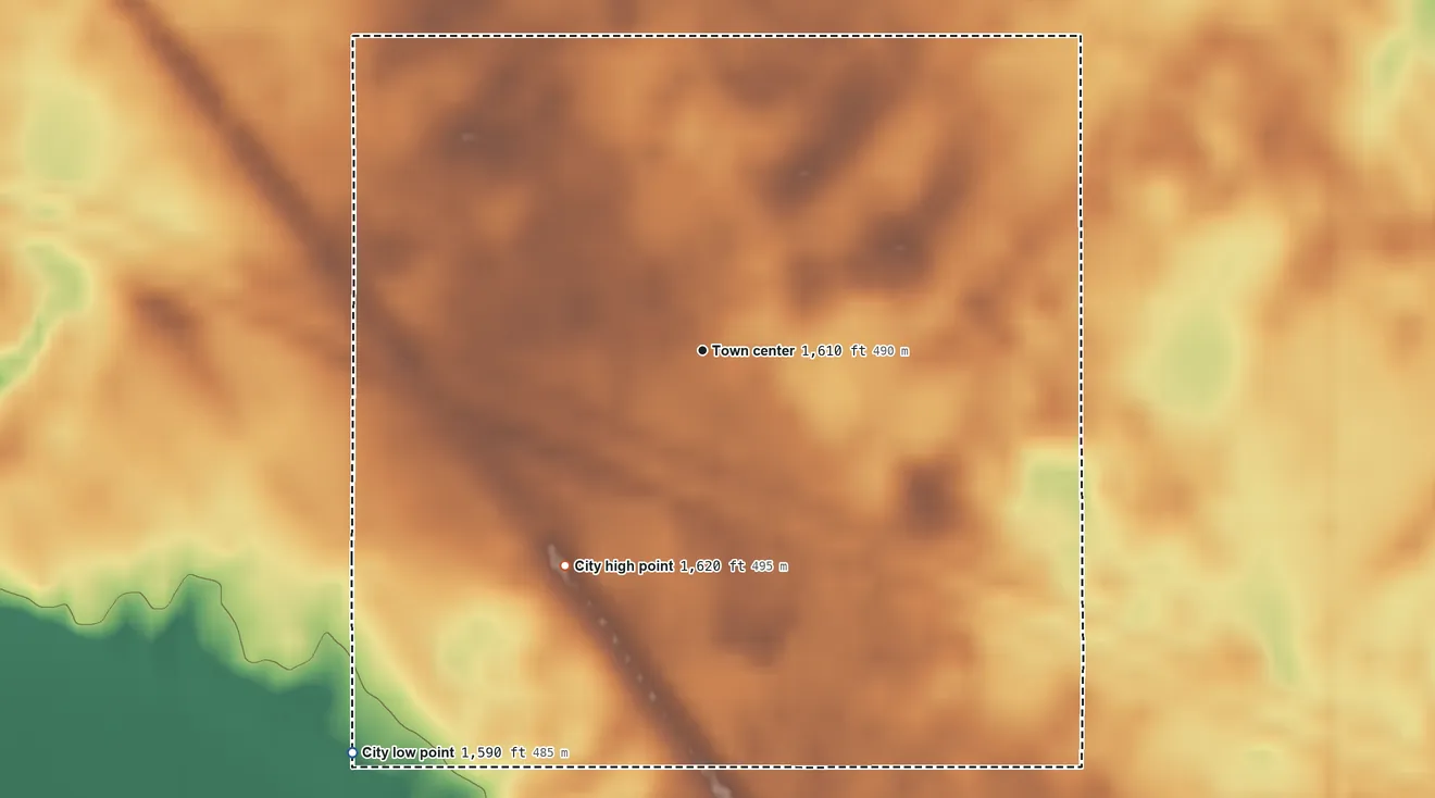 Topographic elevation map of Balfour, North Dakota, shaded from 1,590 ft on the southwest side to 1,620 ft on the southwest side