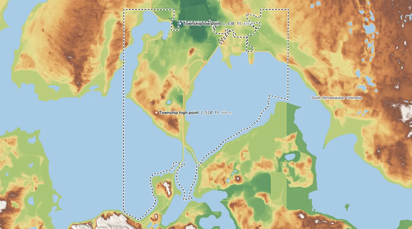 Topographic elevation map of Creel Township, North Dakota, shaded from 1,430 ft on the northeast side to 1,510 ft on the south side