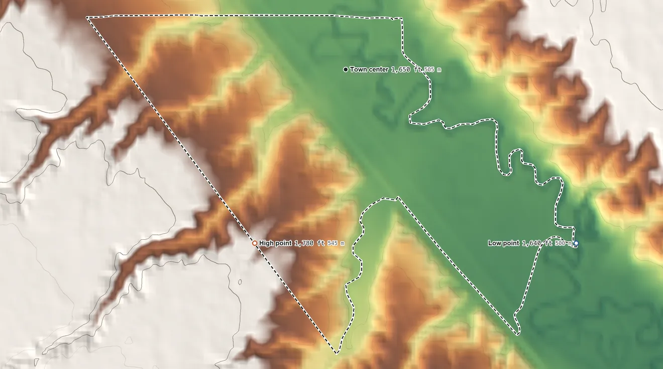 Topographic elevation map of Foxholm, North Dakota, shaded from 1,640 ft on the southeast side to 1,780 ft on the southwest side