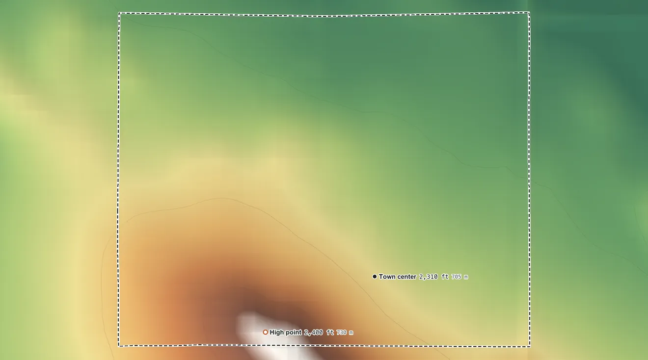 Topographic elevation map of Heil, North Dakota, shaded from 2,260 ft on the northeast side to 2,400 ft on the southwest side