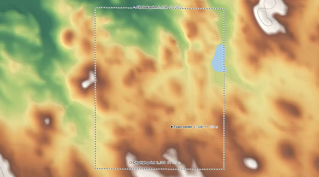 Topographic elevation map of Leith, North Dakota, shaded from 2,290 ft on the north side to 2,380 ft on the southwest side