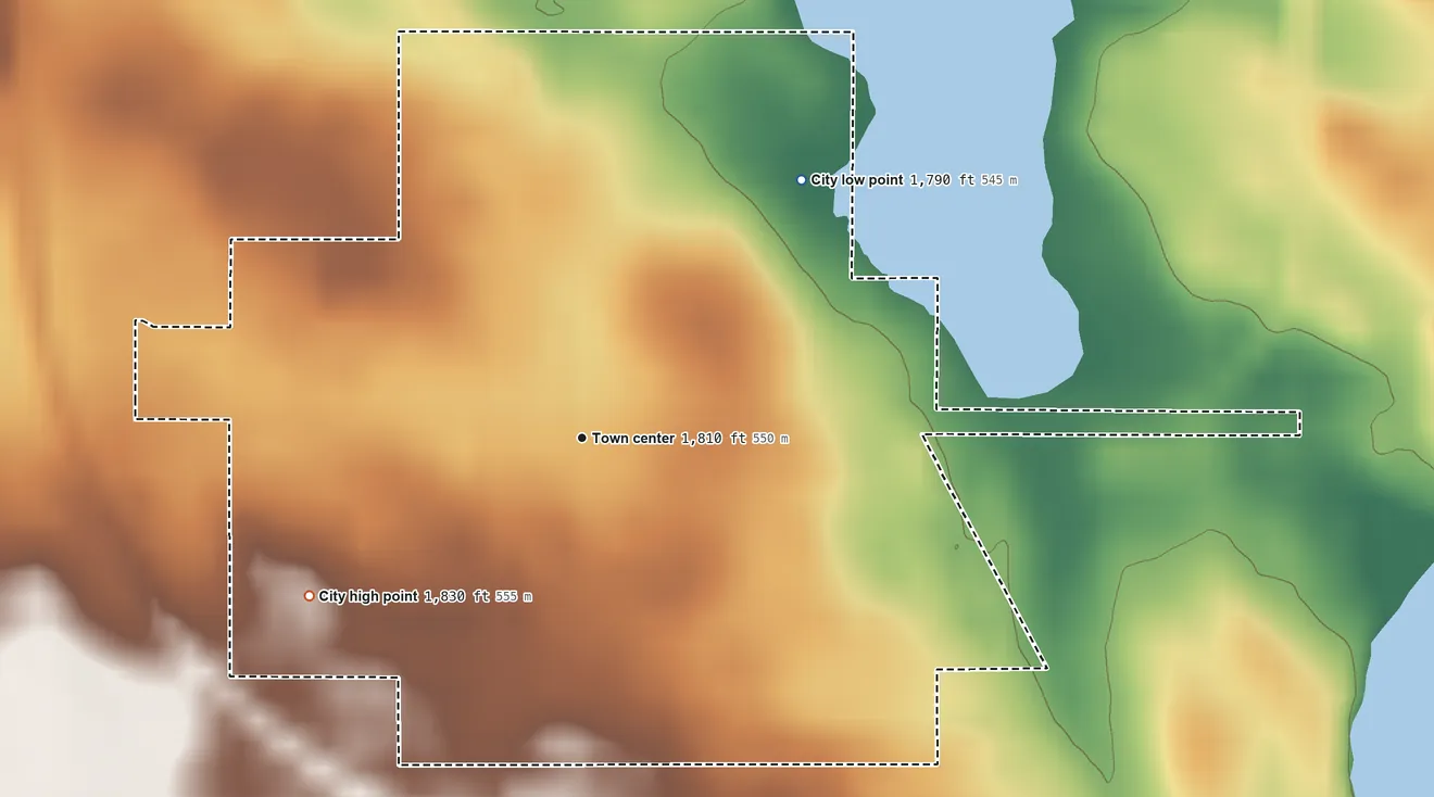 Topographic elevation map of Strasburg, North Dakota, shaded from 1,790 ft on the northeast side to 1,830 ft on the southwest side