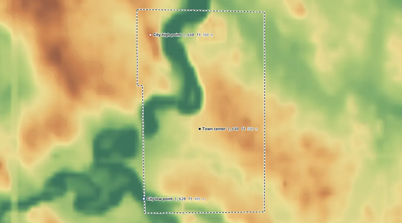 Topographic elevation map of Sykeston, North Dakota, shaded from 1,620 ft on the southwest side to 1,640 ft on the northwest side