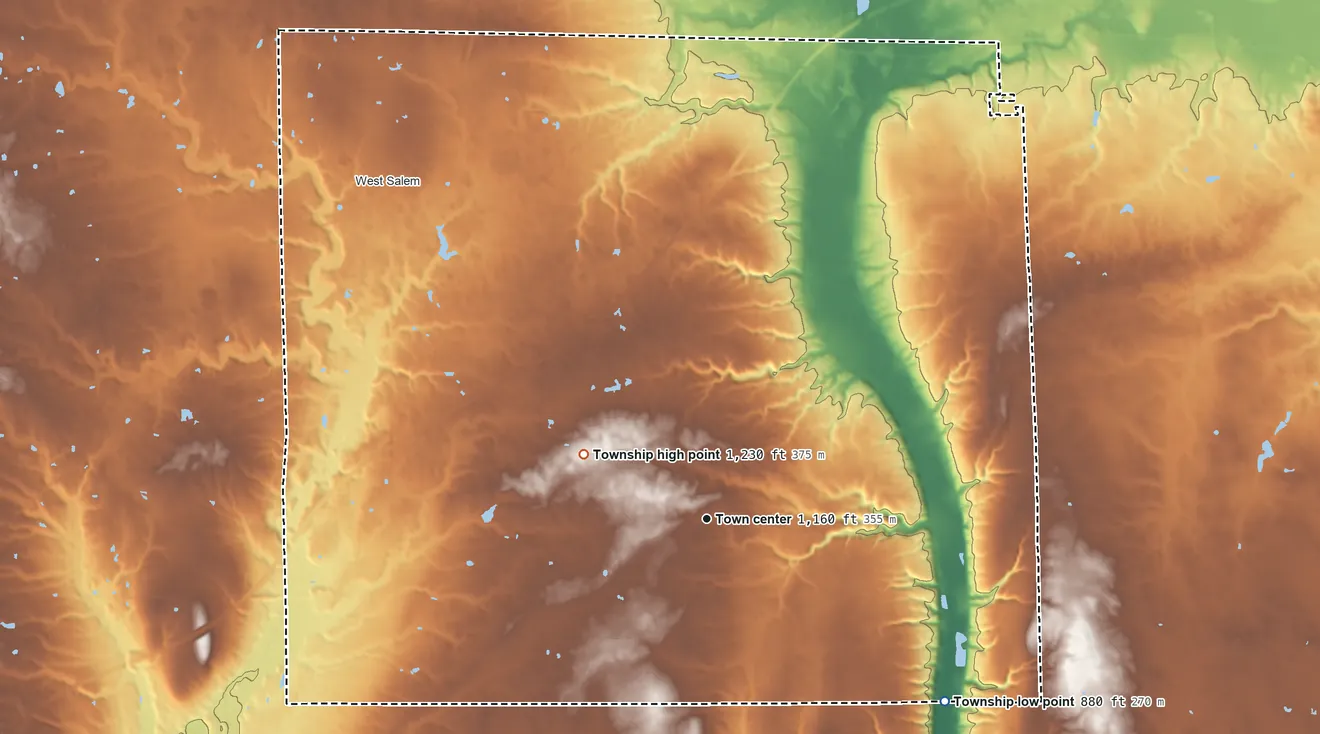 Topographic elevation map of Congress Township, Ohio, shaded from 880 ft on the southeast side to 1,230 ft on the northwest side