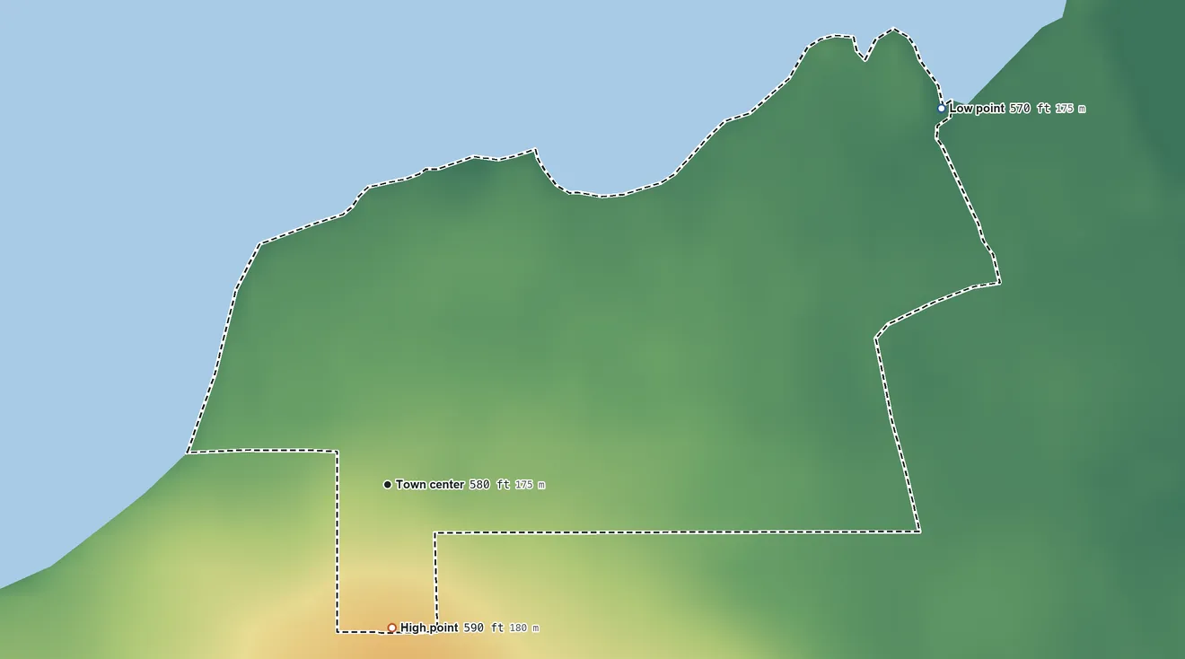 Topographic elevation map of Crystal Rock, Ohio, shaded from 570 ft on the northeast side to 590 ft on the south side