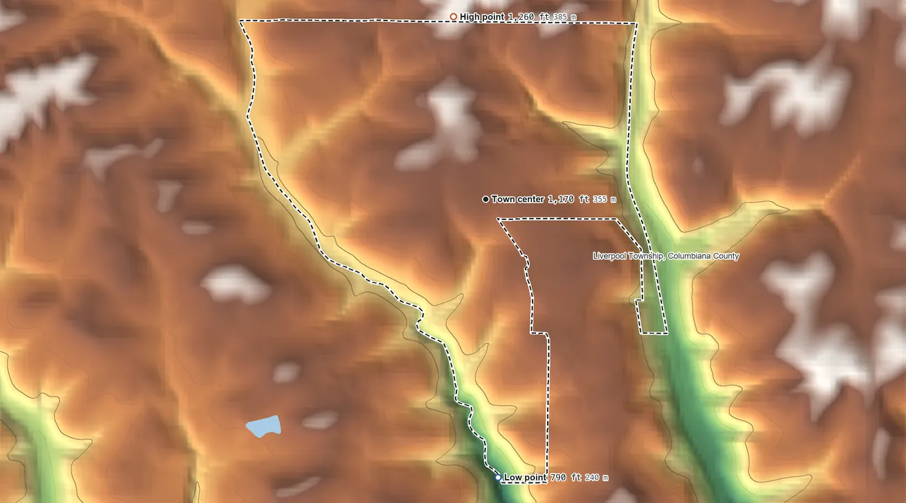 Topographic elevation map of La Croft, Ohio, shaded from 790 ft on the south side to 1,260 ft on the north side