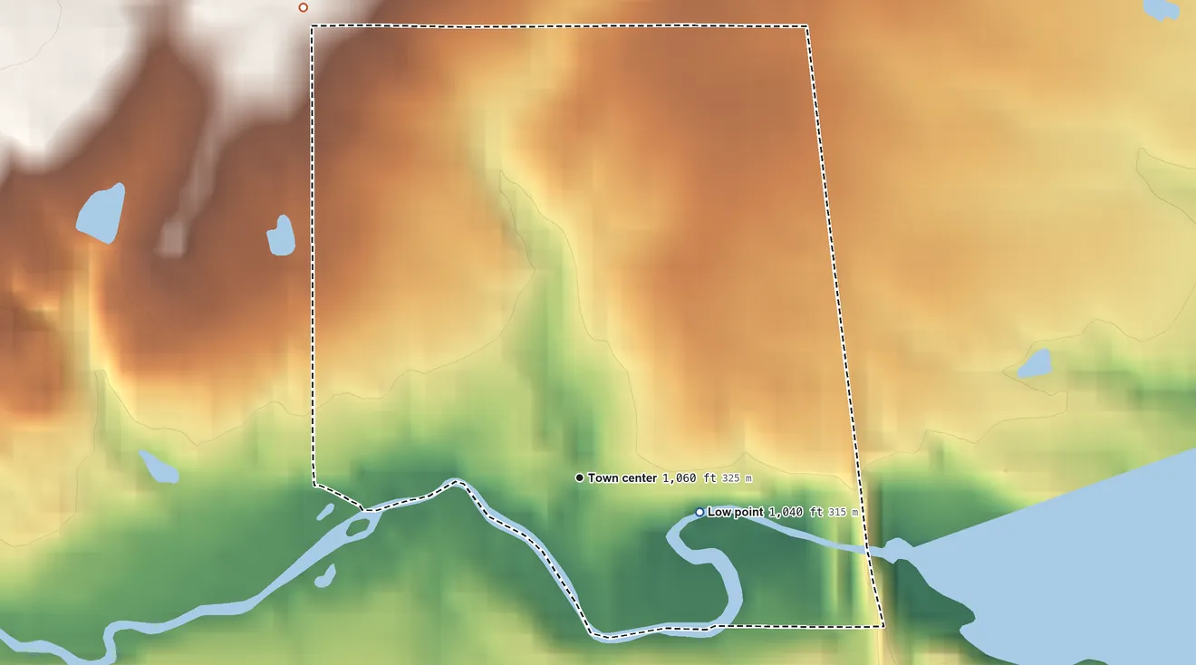 Topographic elevation map of Limaville, Ohio, shaded from 1,040 ft on the east side to 1,150 ft on the northwest side