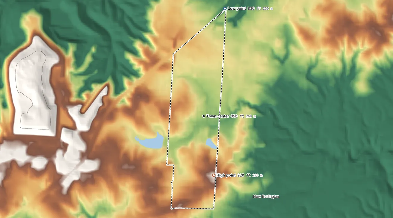 Topographic elevation map of Mount Healthy Heights, Ohio, shaded from 830 ft on the north side to 920 ft on the south side