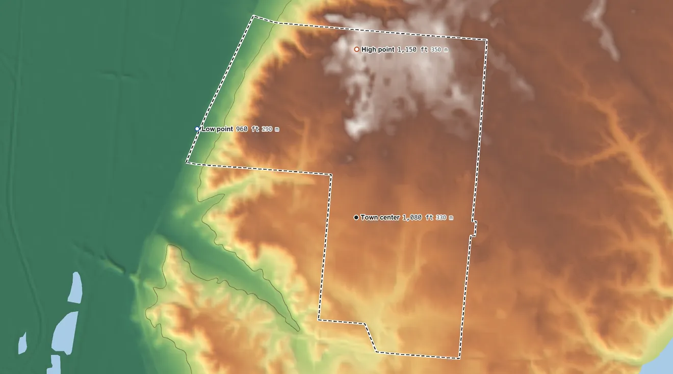 Topographic elevation map of Northridge, Ohio, shaded from 960 ft on the northwest side to 1,150 ft on the north side