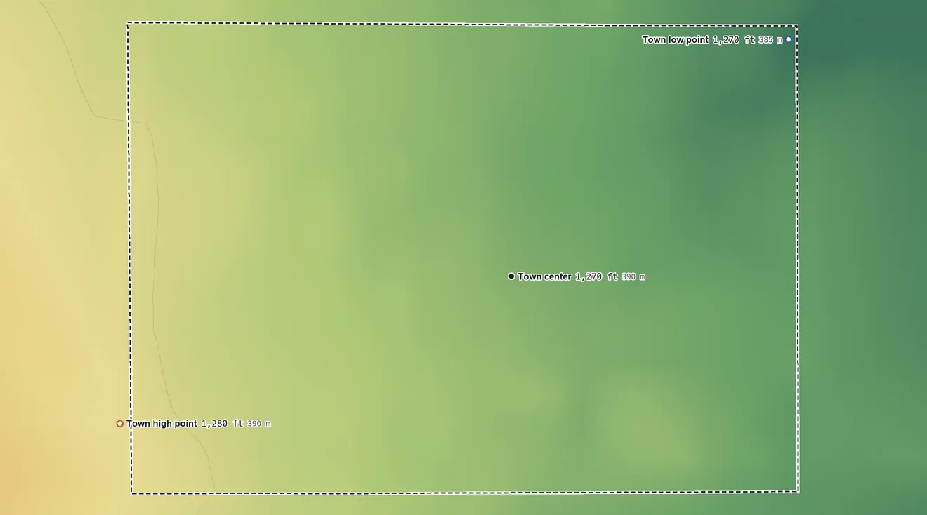 Topographic elevation map of Lambert, Oklahoma, shaded from 1,270 ft on the northeast side to 1,280 ft on the west side