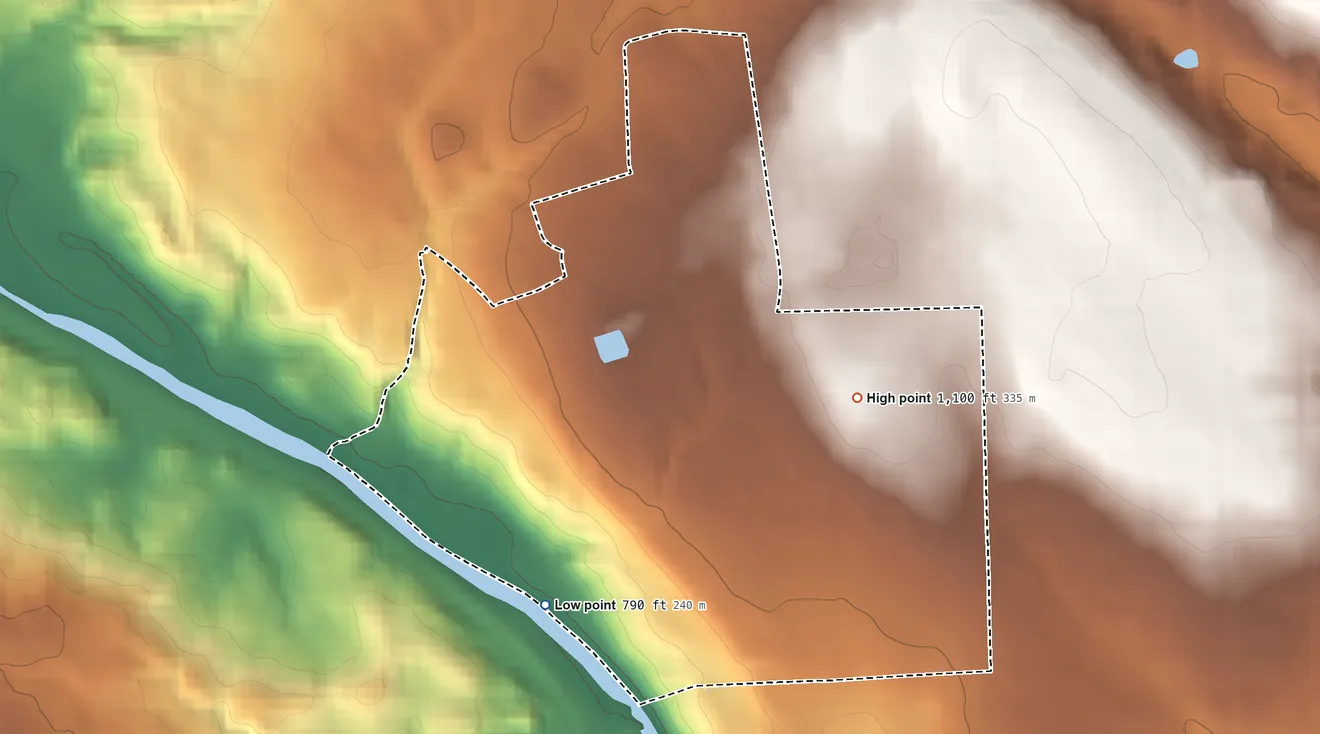 Topographic elevation map of New Castle Northwest, Pennsylvania, shaded from 790 ft on the southwest side to 1,100 ft near the middle