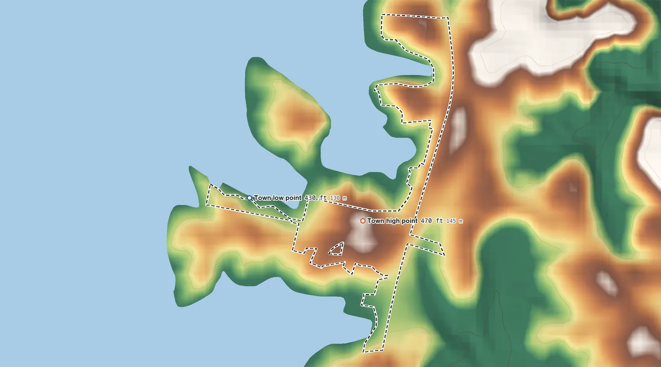 Topographic elevation map of Jenkinsville, South Carolina, shaded from 430 ft on the west side to 470 ft near the middle