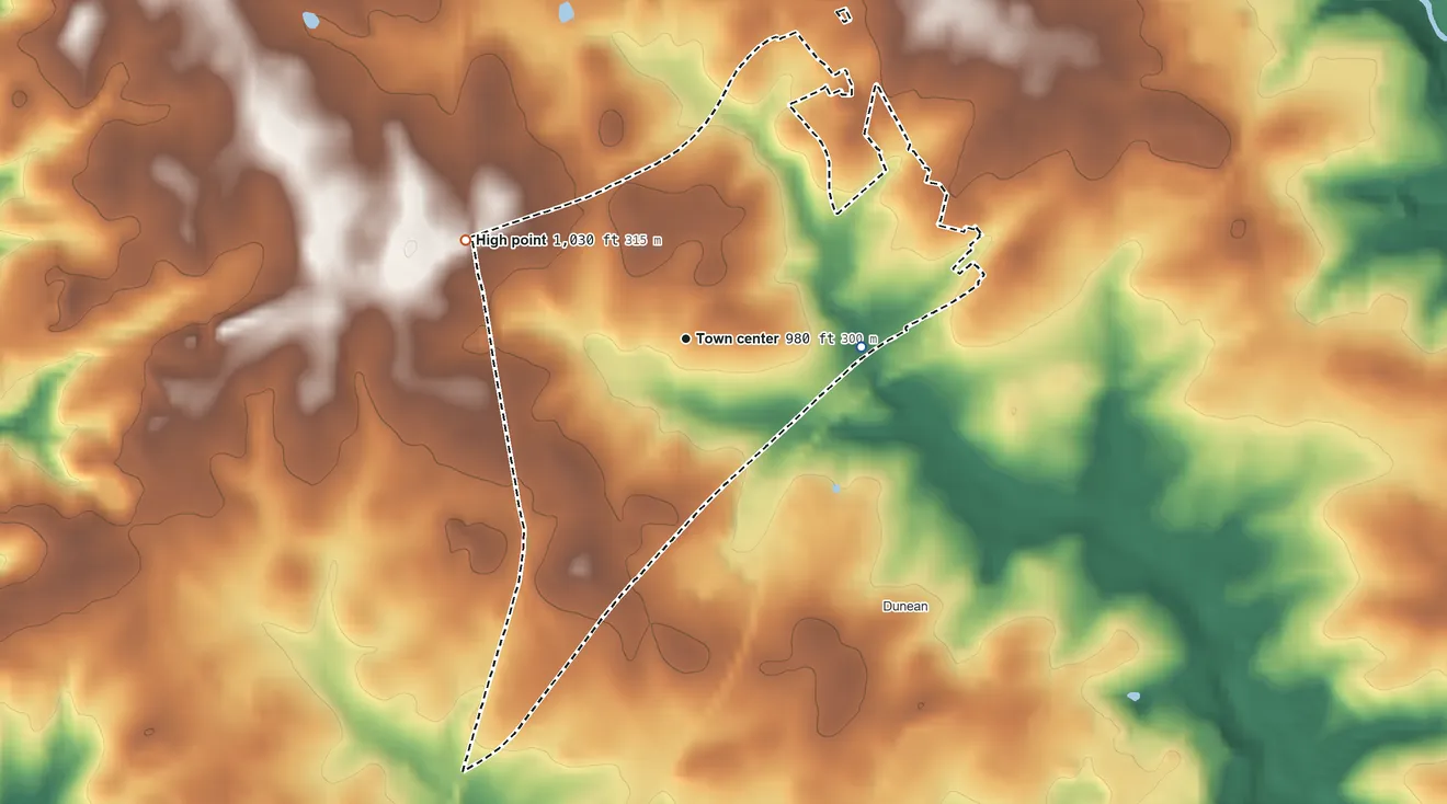 Topographic elevation map of Judson, South Carolina, shaded from 910 ft on the east side to 1,030 ft on the northwest side