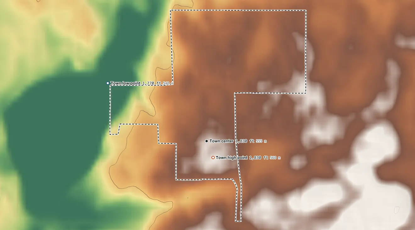 Topographic elevation map of Butler, South Dakota, shaded from 1,770 ft on the northwest side to 1,830 ft near the middle