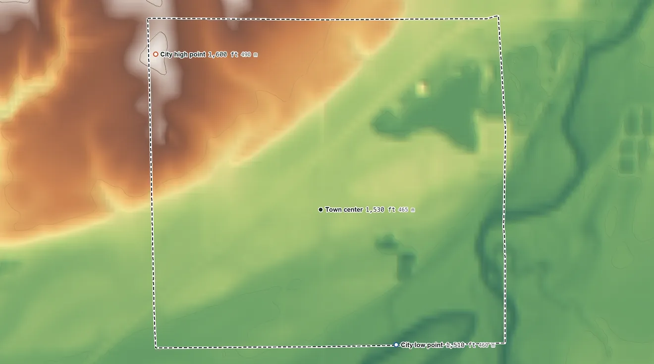 Topographic elevation map of Egan, South Dakota, shaded from 1,510 ft on the southeast side to 1,600 ft on the northwest side