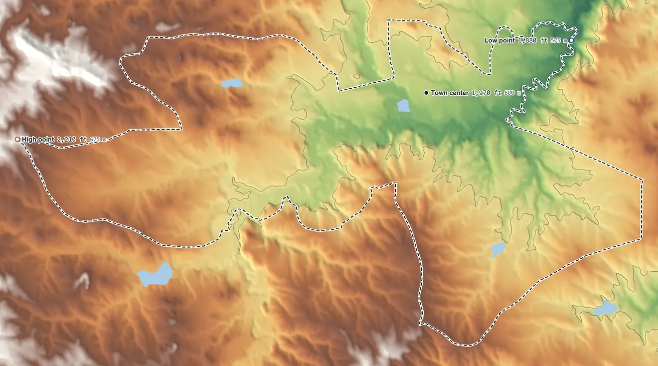 Topographic elevation map of La Plant, South Dakota, shaded from 1,880 ft on the east side to 2,210 ft on the west side