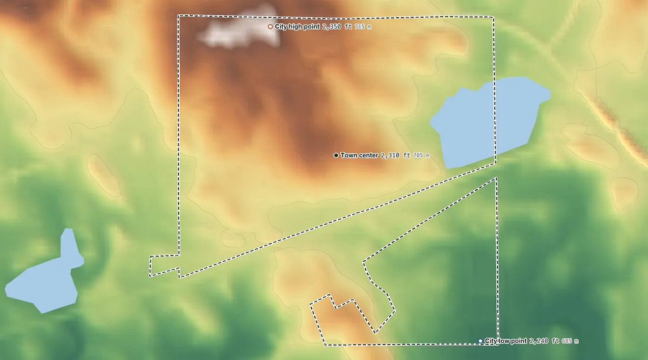 Topographic elevation map of McIntosh, South Dakota, shaded from 2,240 ft on the southeast side to 2,350 ft on the northwest side