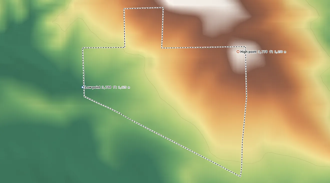 Topographic elevation map of Provo, South Dakota, shaded from 3,700 ft on the west side to 3,770 ft on the east side