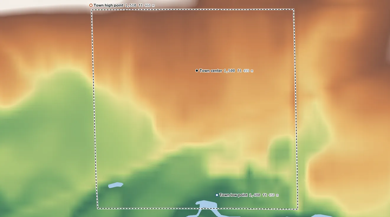 Topographic elevation map of Sherman, South Dakota, shaded from 1,480 ft on the south side to 1,510 ft on the northwest side