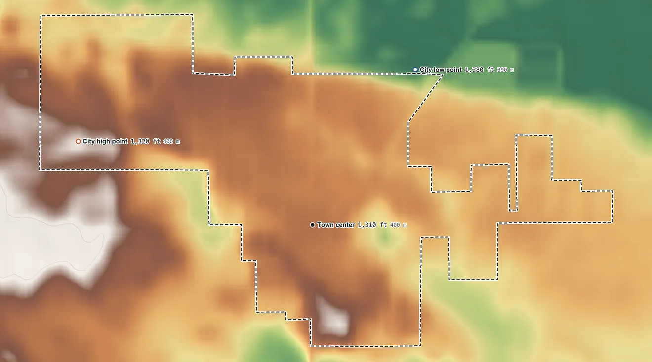 Topographic elevation map of Viborg, South Dakota, shaded from 1,280 ft on the northeast side to 1,320 ft on the west side