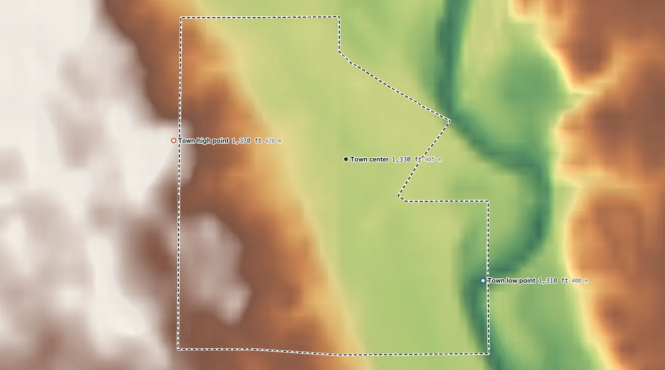 Topographic elevation map of Westport, South Dakota, shaded from 1,310 ft on the southeast side to 1,370 ft on the west side