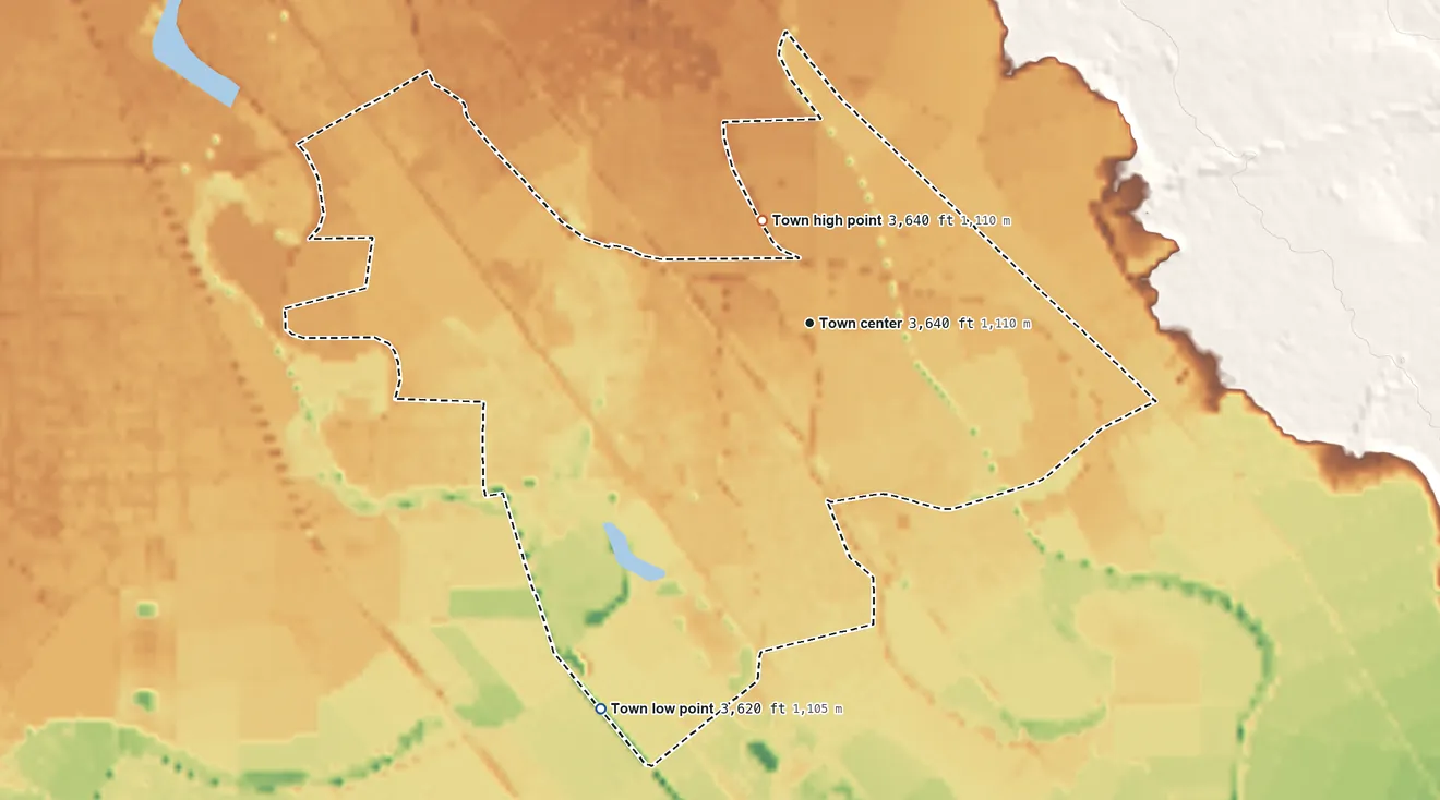 Topographic elevation map of Clint, Texas, shaded from 3,620 ft on the southwest side to 3,640 ft near the middle