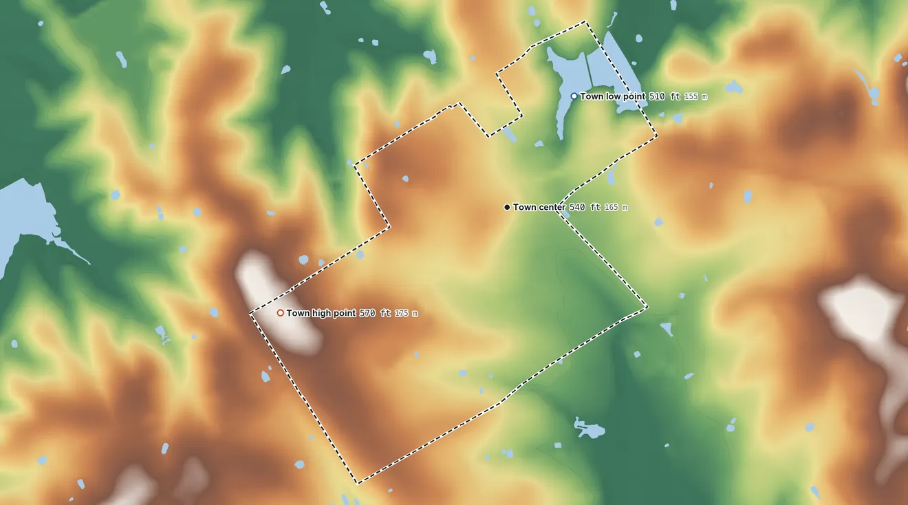 Topographic elevation map of Coolidge, Texas, shaded from 510 ft on the northeast side to 570 ft on the southwest side