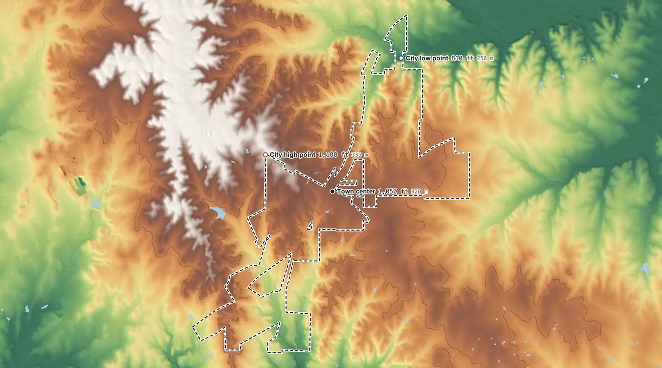 Topographic elevation map of Cresson, Texas, shaded from 810 ft on the northeast side to 1,100 ft on the northwest side
