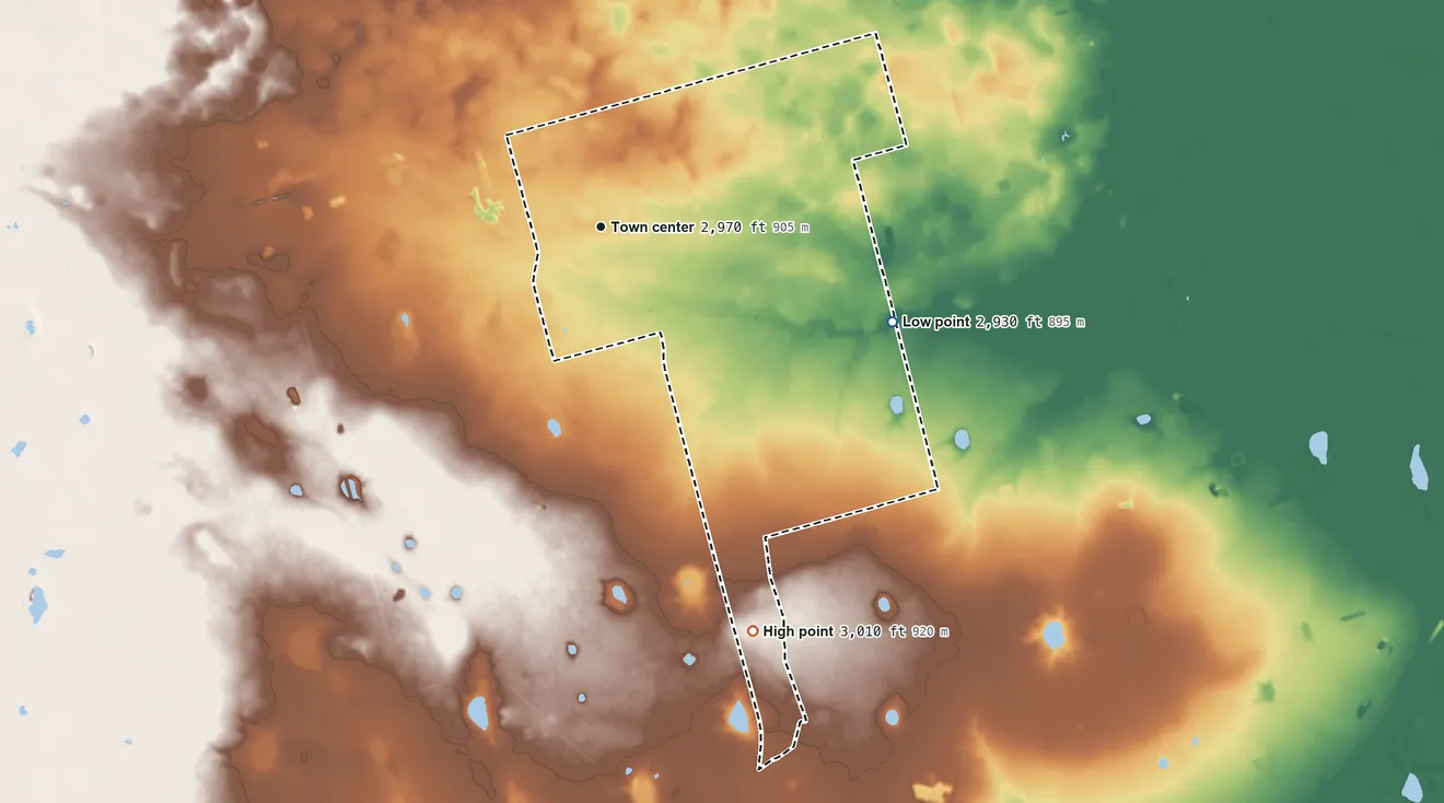 Topographic elevation map of Gardendale, Texas, shaded from 2,930 ft on the east side to 3,010 ft on the south side