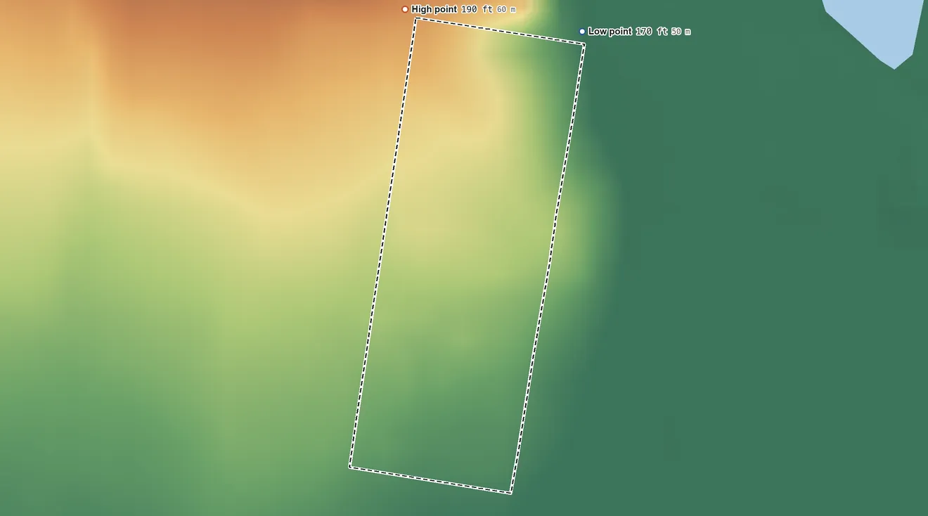 Topographic elevation map of La Escondida, Texas, shaded from 170 ft on the north side to 190 ft on the north side
