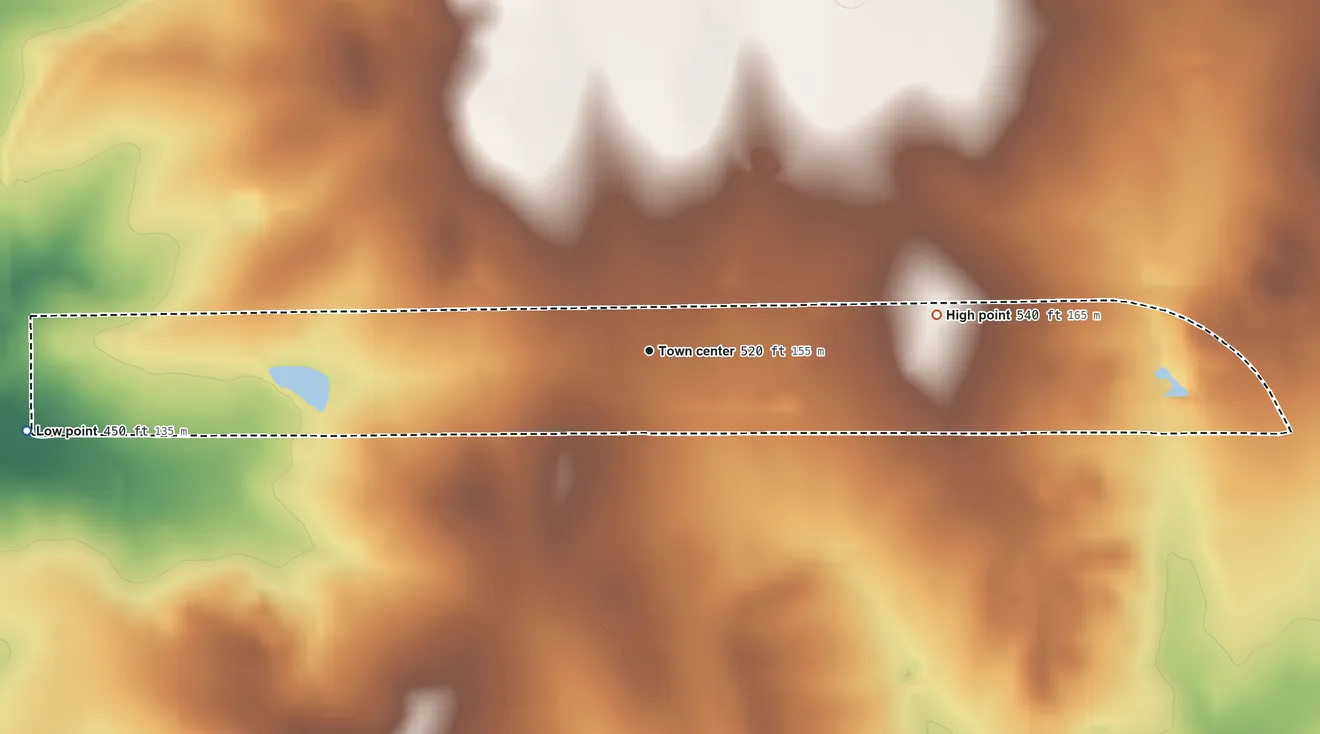 Topographic elevation map of La Presa, Texas, shaded from 450 ft on the west side to 540 ft on the east side