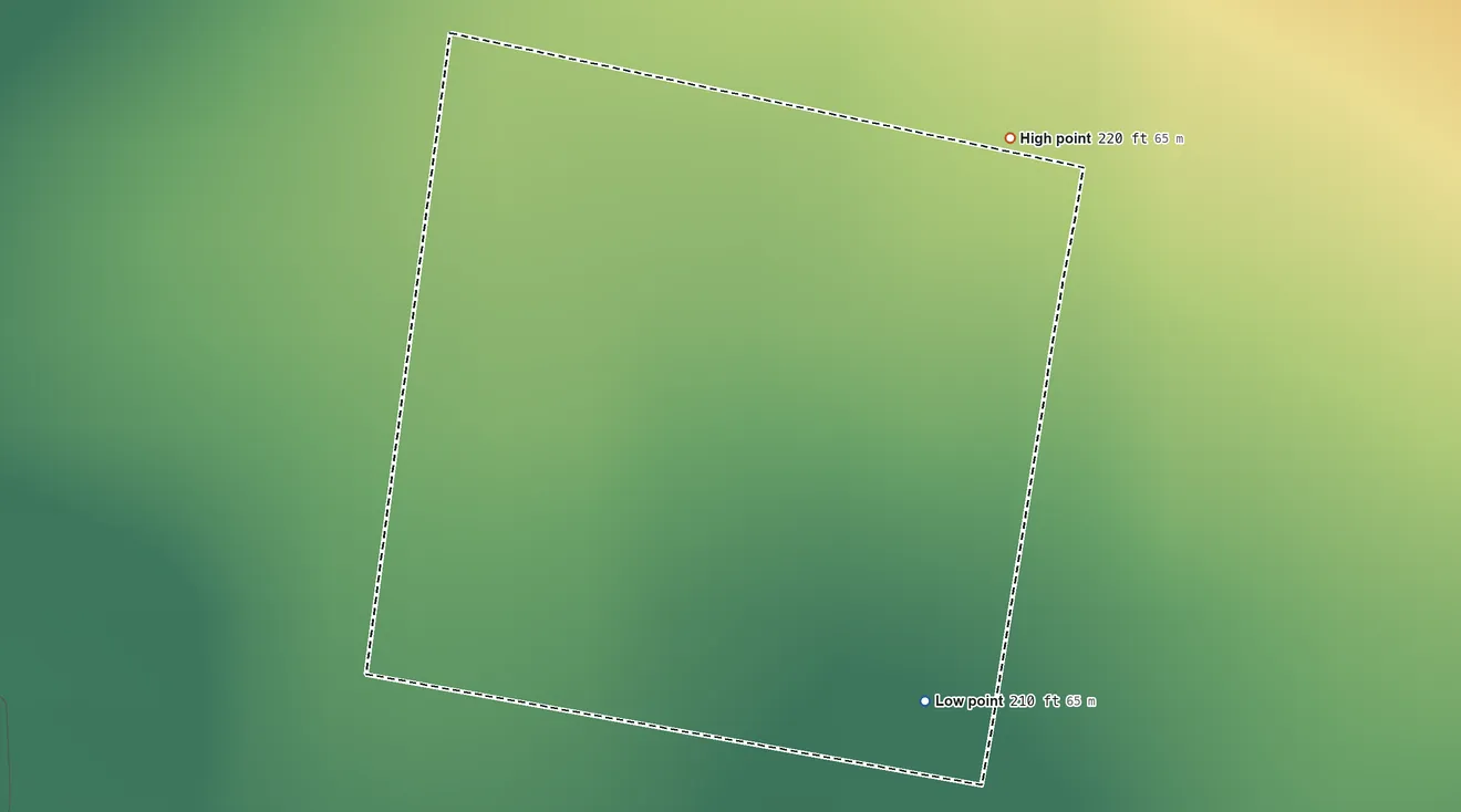 Topographic elevation map of Longoria, Texas, shaded from 210 ft on the southeast side to 220 ft on the northeast side