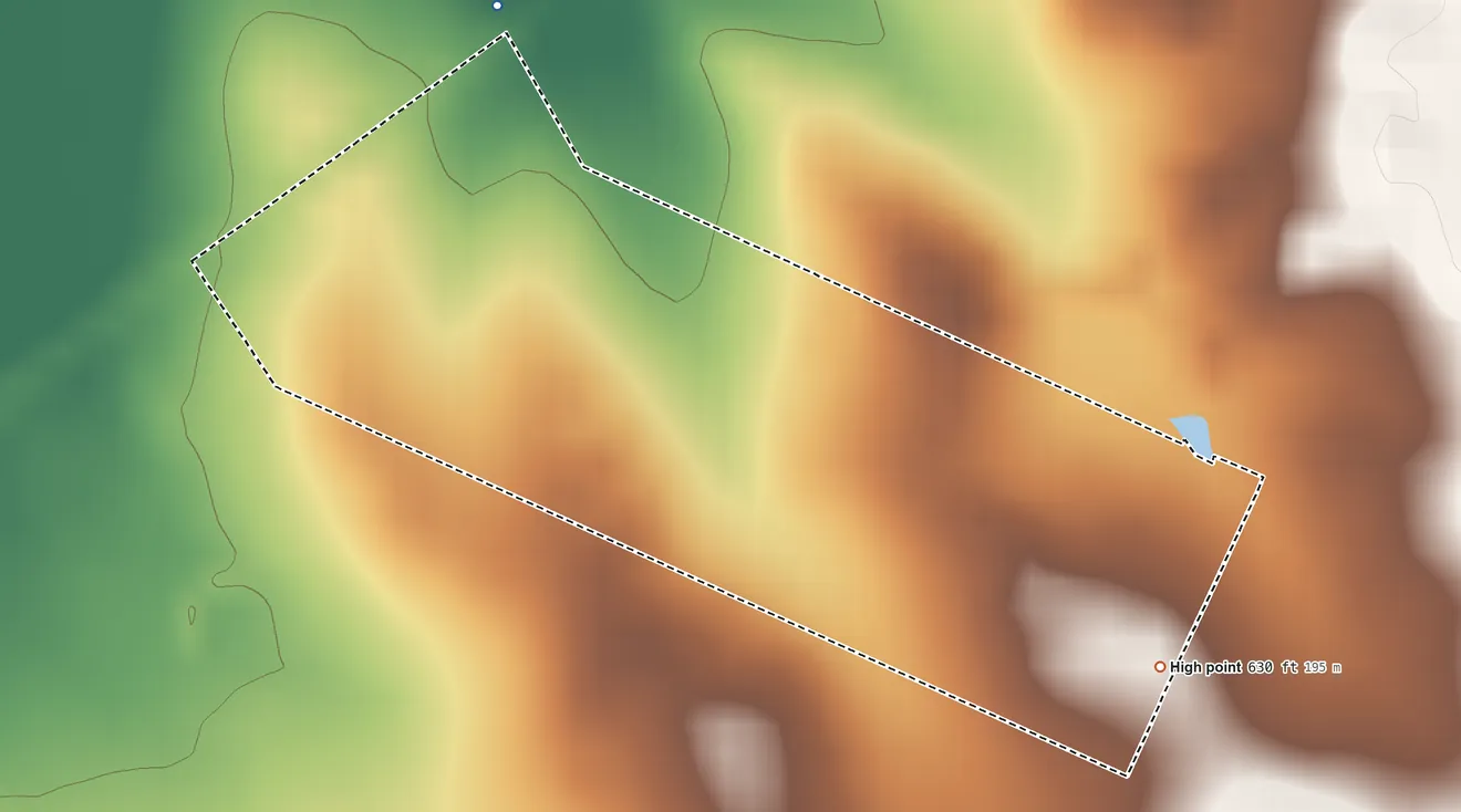 Topographic elevation map of Los Nopalitos, Texas, shaded from 590 ft on the northwest side to 630 ft on the southeast side