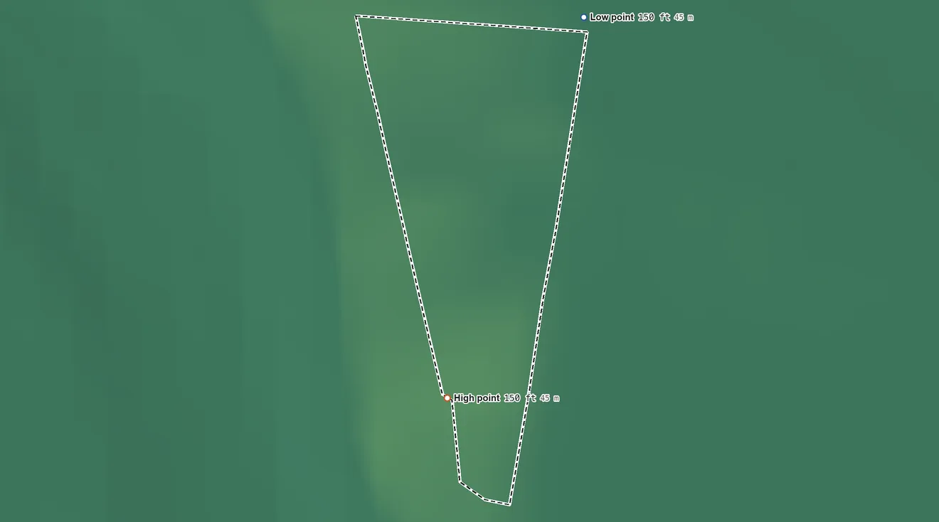 Topographic elevation map of Manuel Garcia II, Texas, shaded from 150 ft on the northeast side to 150 ft on the south side