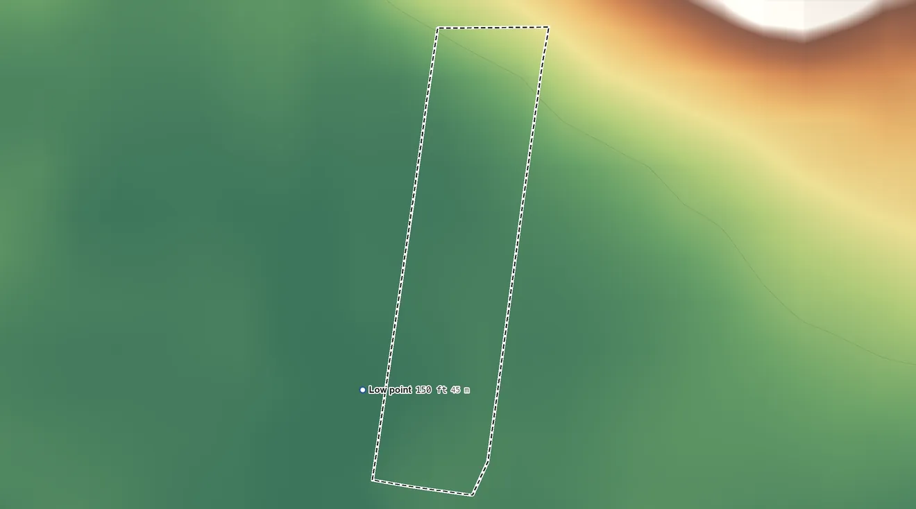 Topographic elevation map of Olivia Lopez de Gutierrez, Texas, shaded from 150 ft on the southwest side to 170 ft on the north side