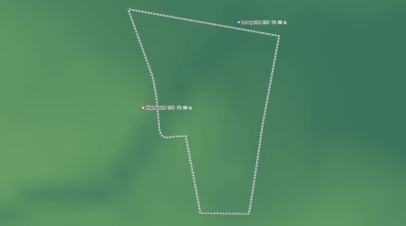 Topographic elevation map of Pena, Texas, shaded from 180 ft on the north side to 180 ft on the northwest side