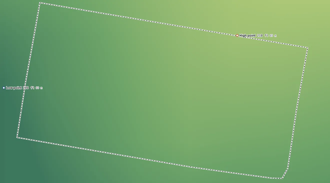 Topographic elevation map of Rafael Pena, Texas, shaded from 200 ft on the west side to 210 ft on the northeast side