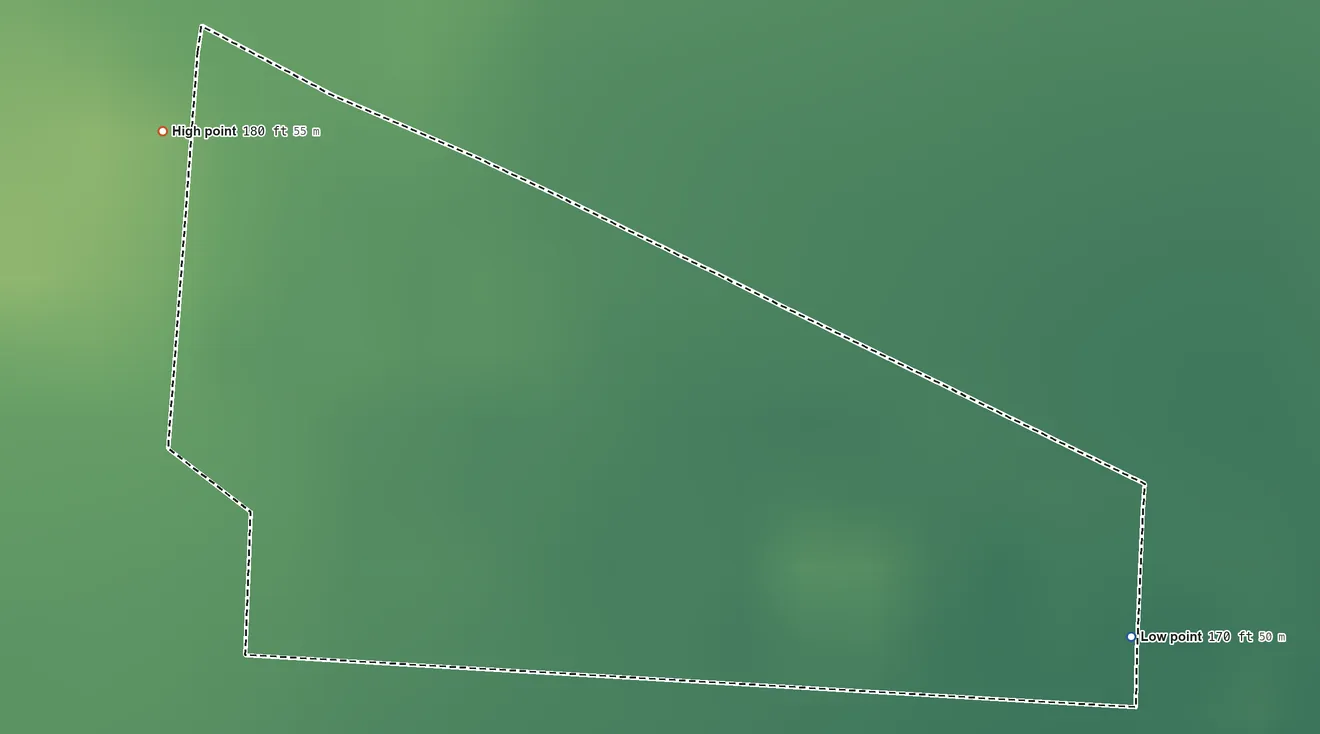 Topographic elevation map of Santel, Texas, shaded from 170 ft on the east side to 180 ft on the northwest side