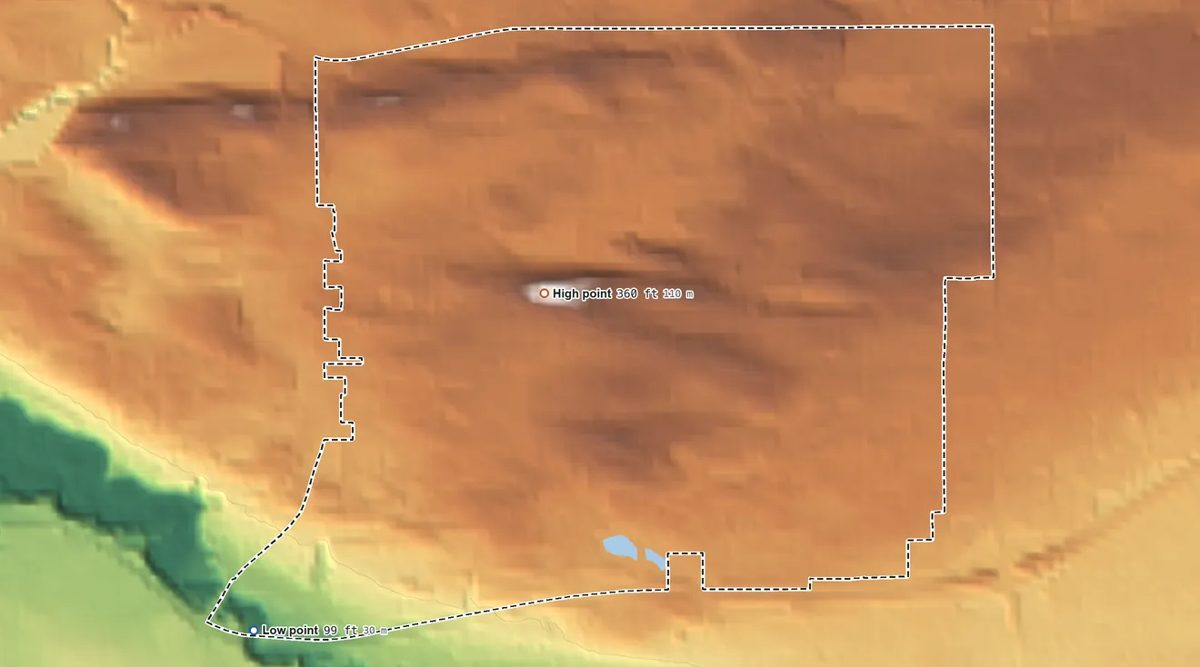 Topographic elevation map of Minnehaha, Washington, shaded from 99 ft on the southwest side to 360 ft near the middle