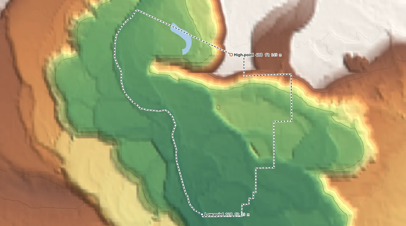 Topographic elevation map of North Sultan, Washington, shaded from 120 ft on the south side to 480 ft on the north edge, below higher ground just outside