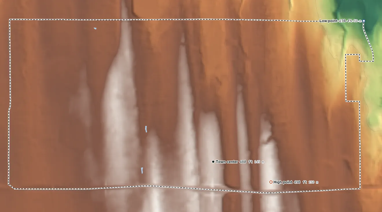 Topographic elevation map of Summit, Washington, shaded from 170 ft on the northeast side to 490 ft on the east side