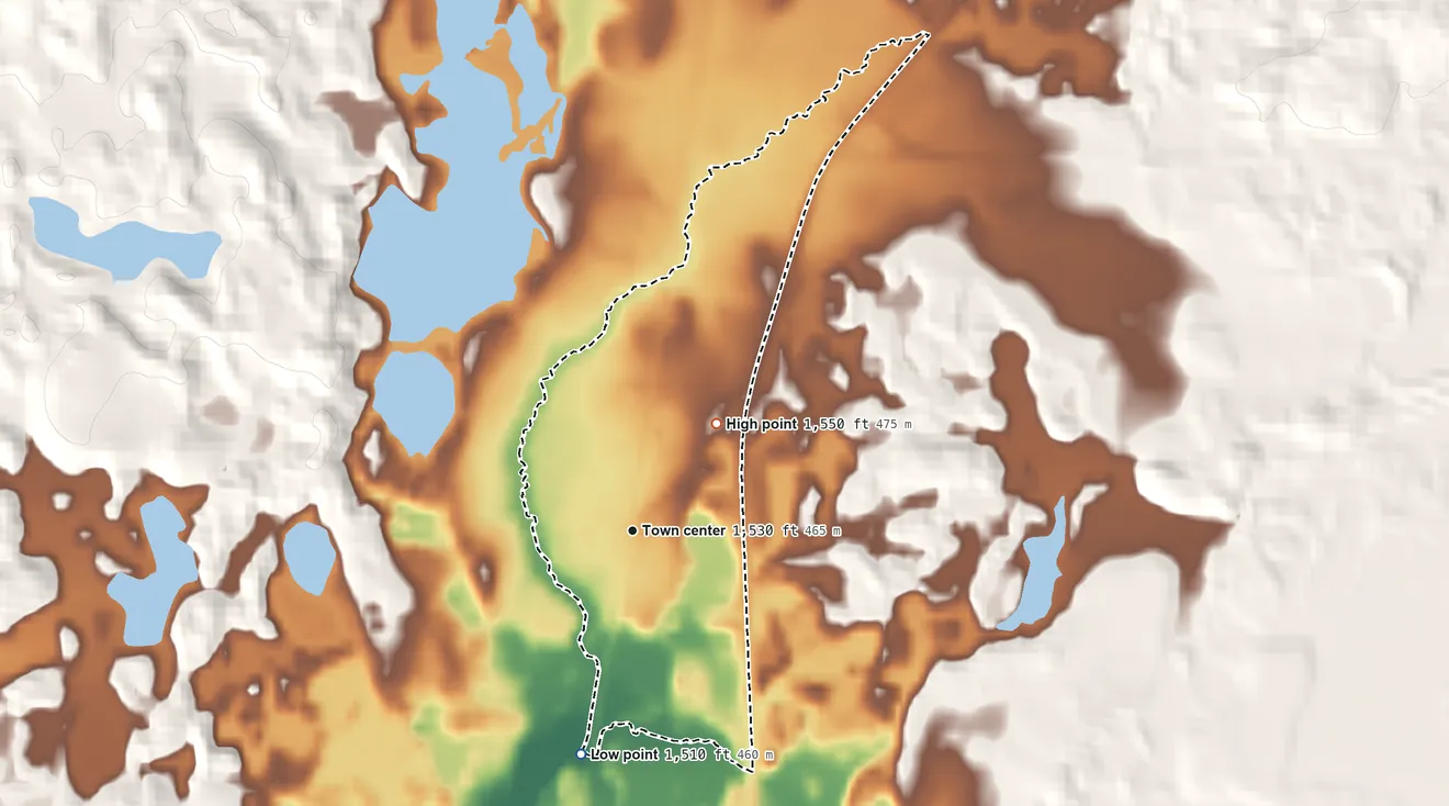 Topographic elevation map of Chelsea, Taylor County, Wisconsin, shaded from 1,510 ft on the south side to 1,550 ft on the northeast side